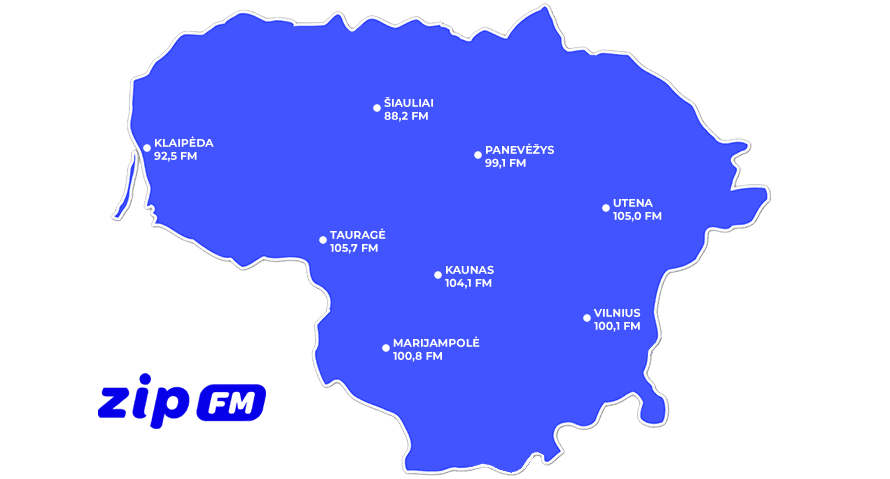 ZIP FM FM taajuudet — Liettuassa