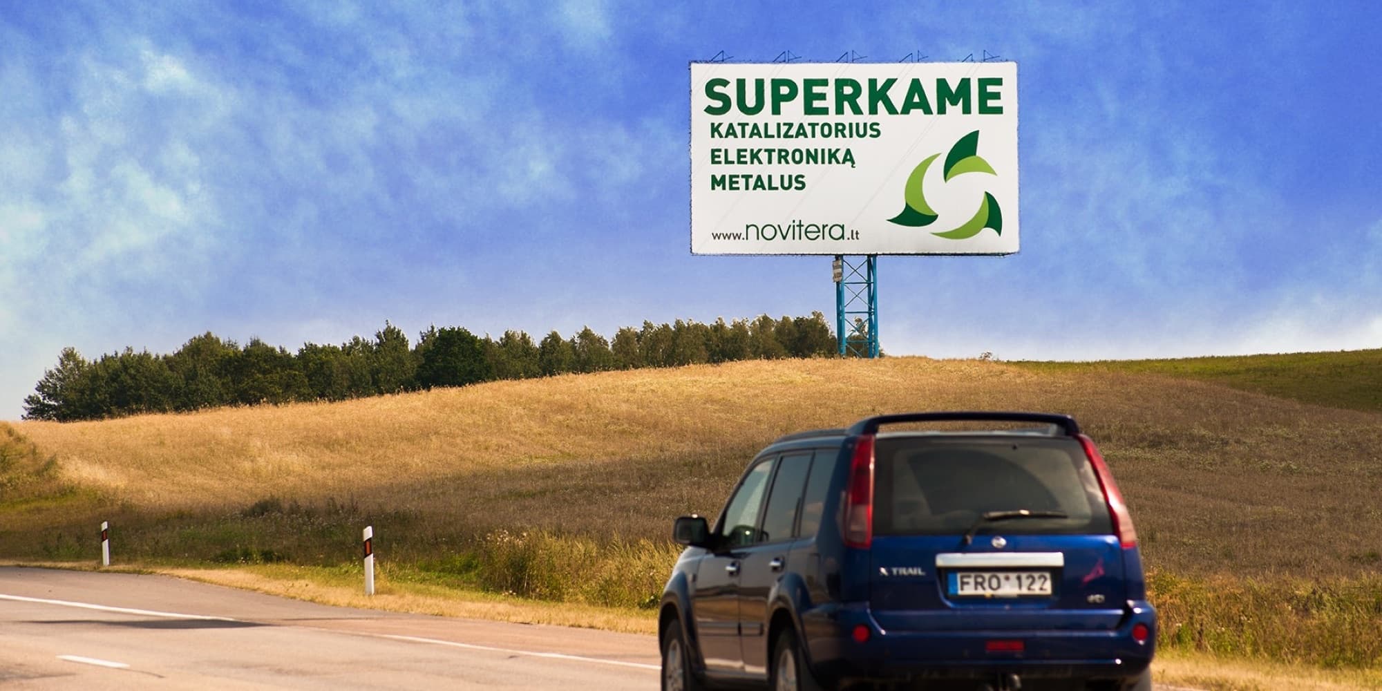 Autoceļš A1, Kauņa - Klaipēda (kreisajā pusē), 210 km no Viļņas — Reklāmas stends Pagrindiniai keliai