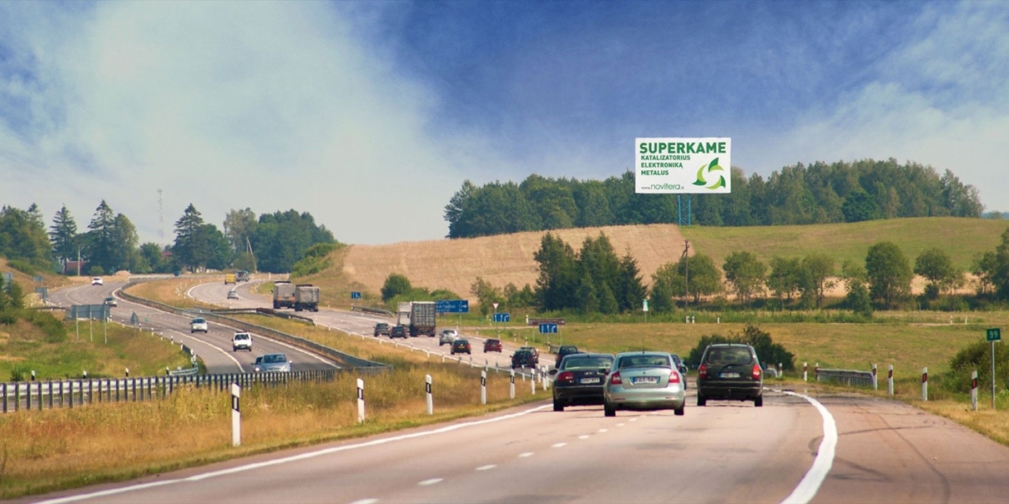 Automagistralė A1, Kaunas - Klaipėda (kairėje pusėje), 210 km nuo Vilniaus — Reklamos stendas Pagrindiniai keliai