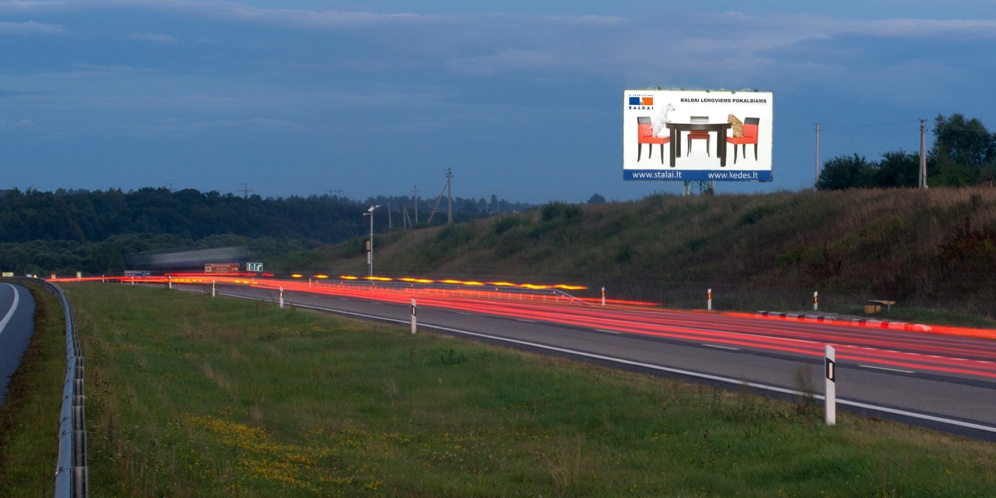 Automagistralė A1, Kaunas - Klaipėda, 122 km nuo Vilniaus (kairėje pusėje) — Reklamos stendas Pagrindiniai keliai