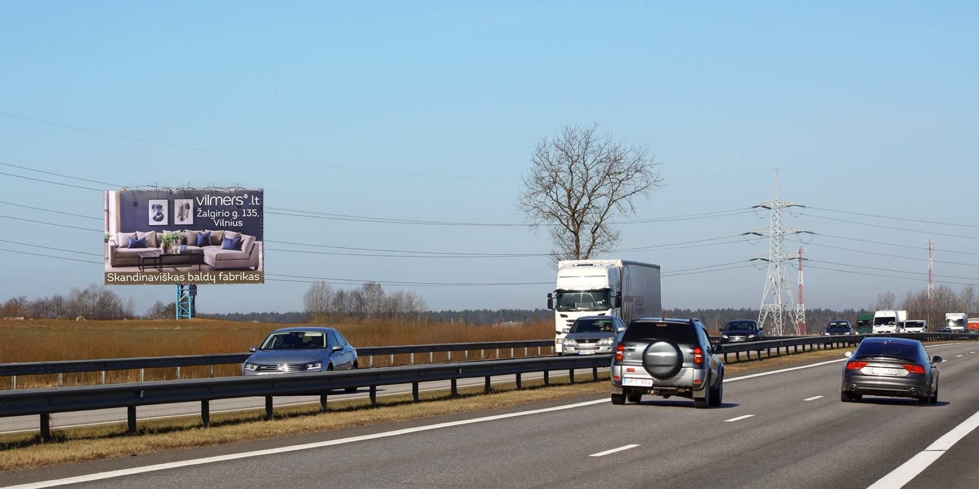 Motorväg A1, Kaunas – Vilnius (höger sida), 76,7 km från Vilnius — Reklamos stendas Pagrindiniai keliai