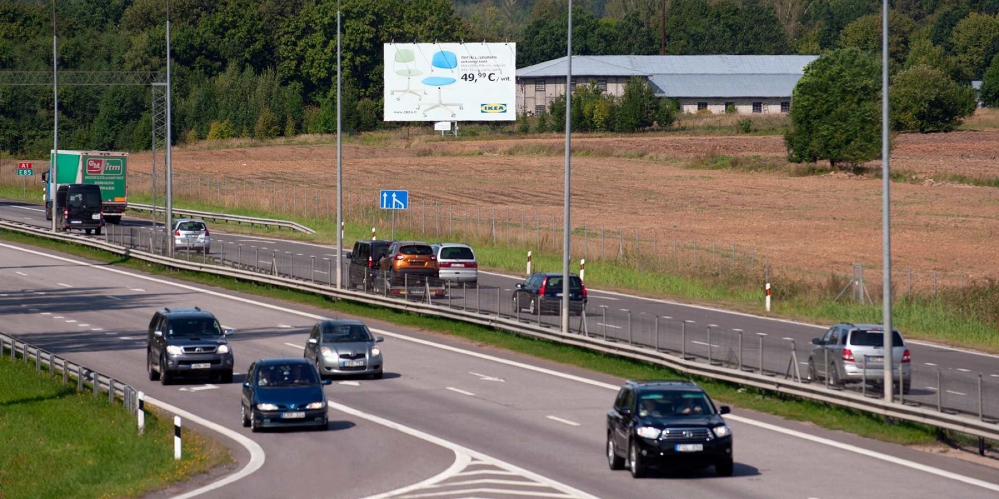 Automagistralė A1, Kaunas - Vilnius, 80 km nuo Vilniaus — Reklamos stendas Pagrindiniai keliai