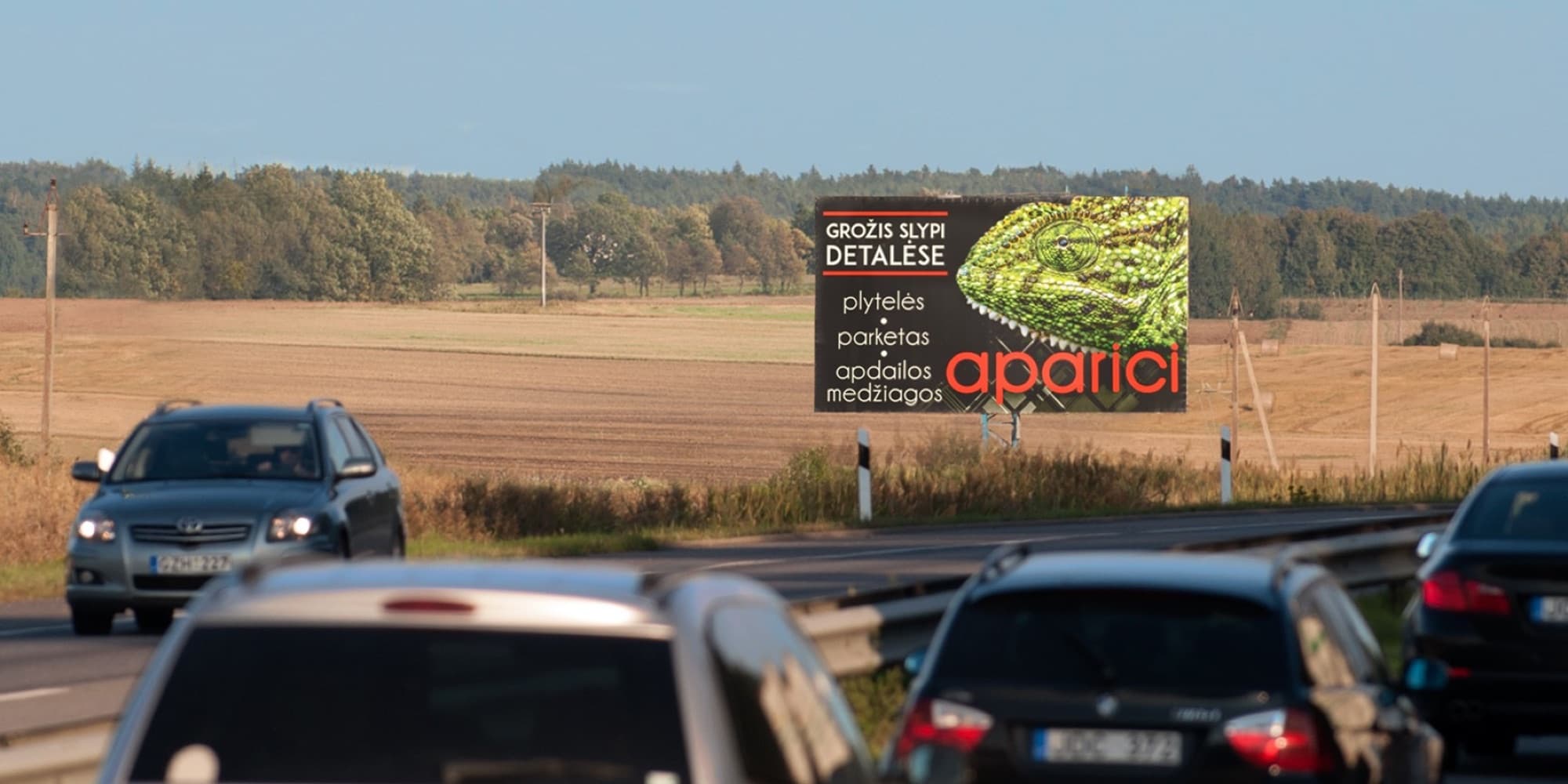 Automagistrāle A1, Kauņa - Viļņa (kreisajā pusē), 66,5 km no Viļņas — Reklāmas stends Pagrindiniai keliai