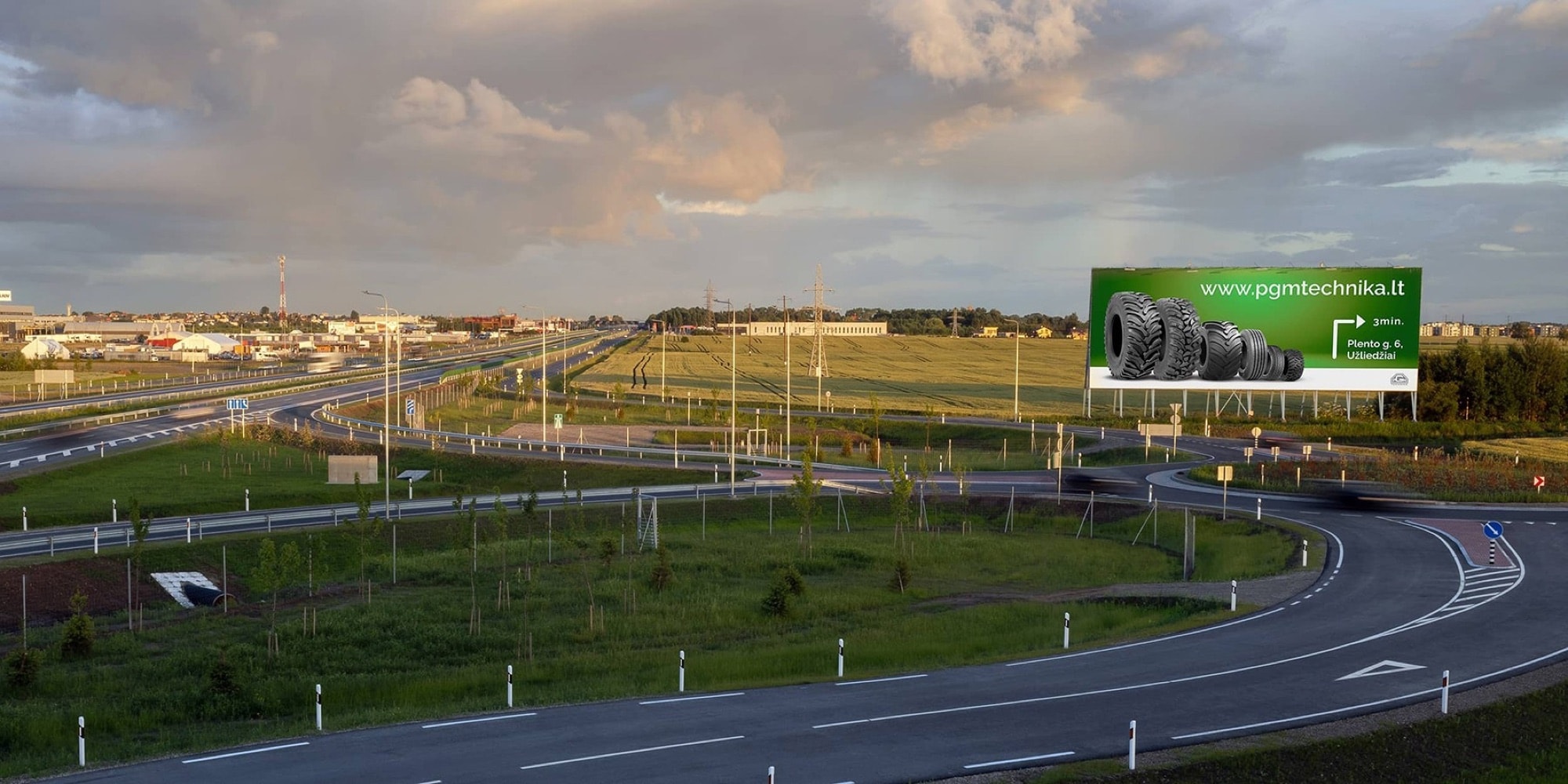 Automagistralė A1, Klaipėda - Kaunas (dešinėje pusėje), 105 km nuo Vilniaus — Reklamos stendas Pagrindiniai keliai