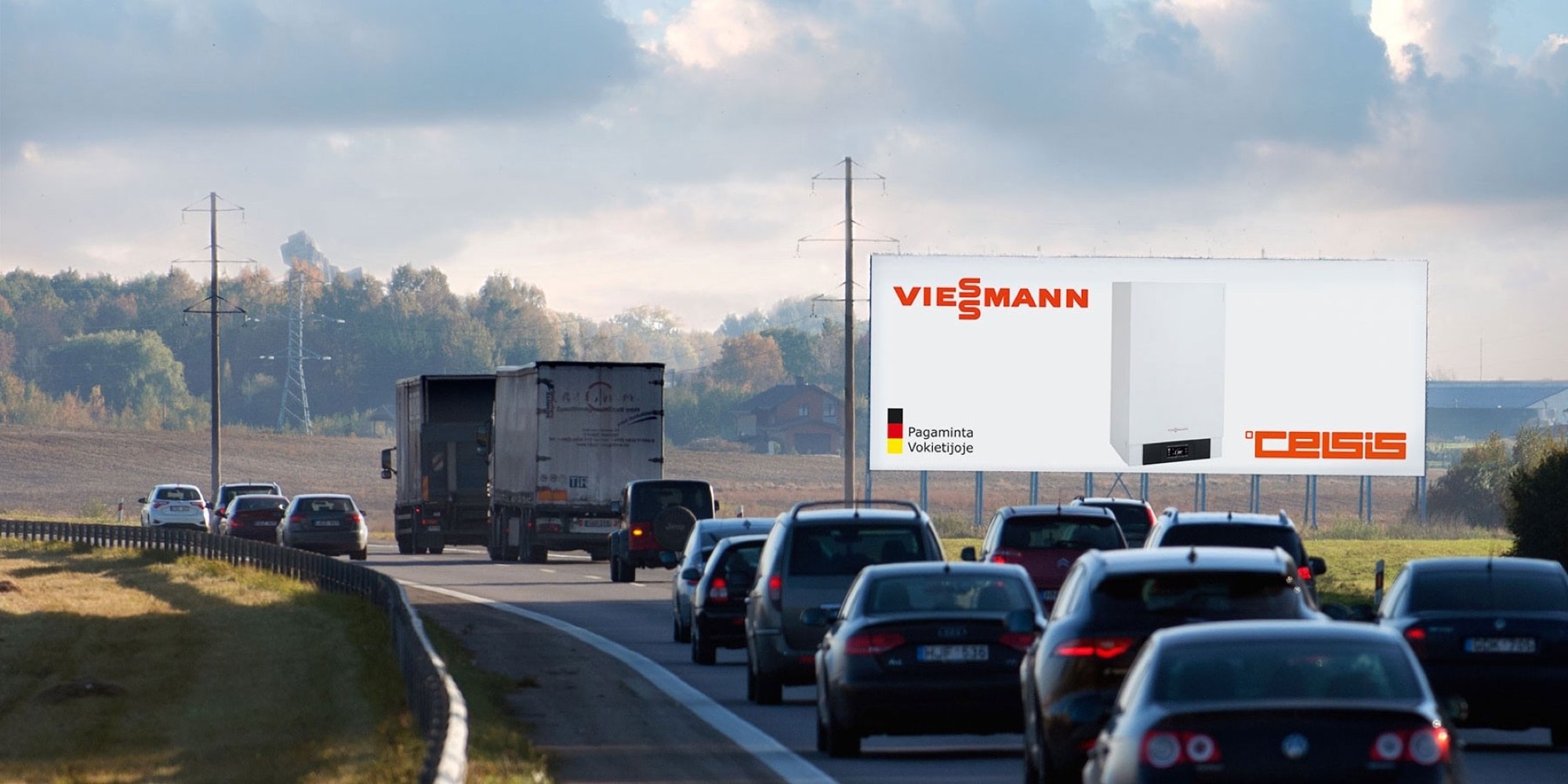 Automagistralė A1, Klaipėda - Kaunas (dešinėje pusėje), 105 km nuo Vilniaus — Reklamos stendas Pagrindiniai keliai