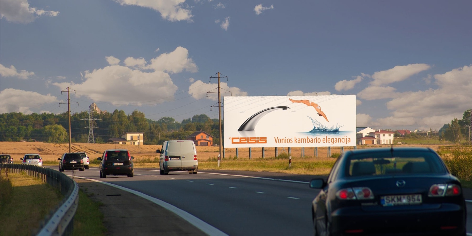 Automagistralė A1, Klaipėda - Kaunas (dešinėje pusėje), 105 km nuo Vilniaus — Reklamos stendas Pagrindiniai keliai