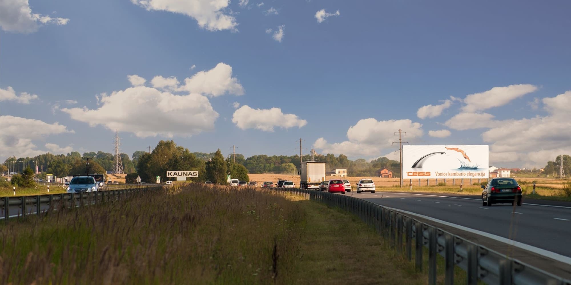 Motorväg A1, Klaipėda - Kaunas (höger sida), 105 km från Vilnius — Reklamos stendas Pagrindiniai keliai