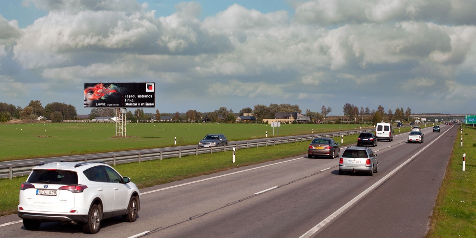 Automagistralė A1, Klaipėda - Kaunas (kairėje pusėje), 1 km nuo Klaipėdos — Reklamos stendas Pagrindiniai keliai