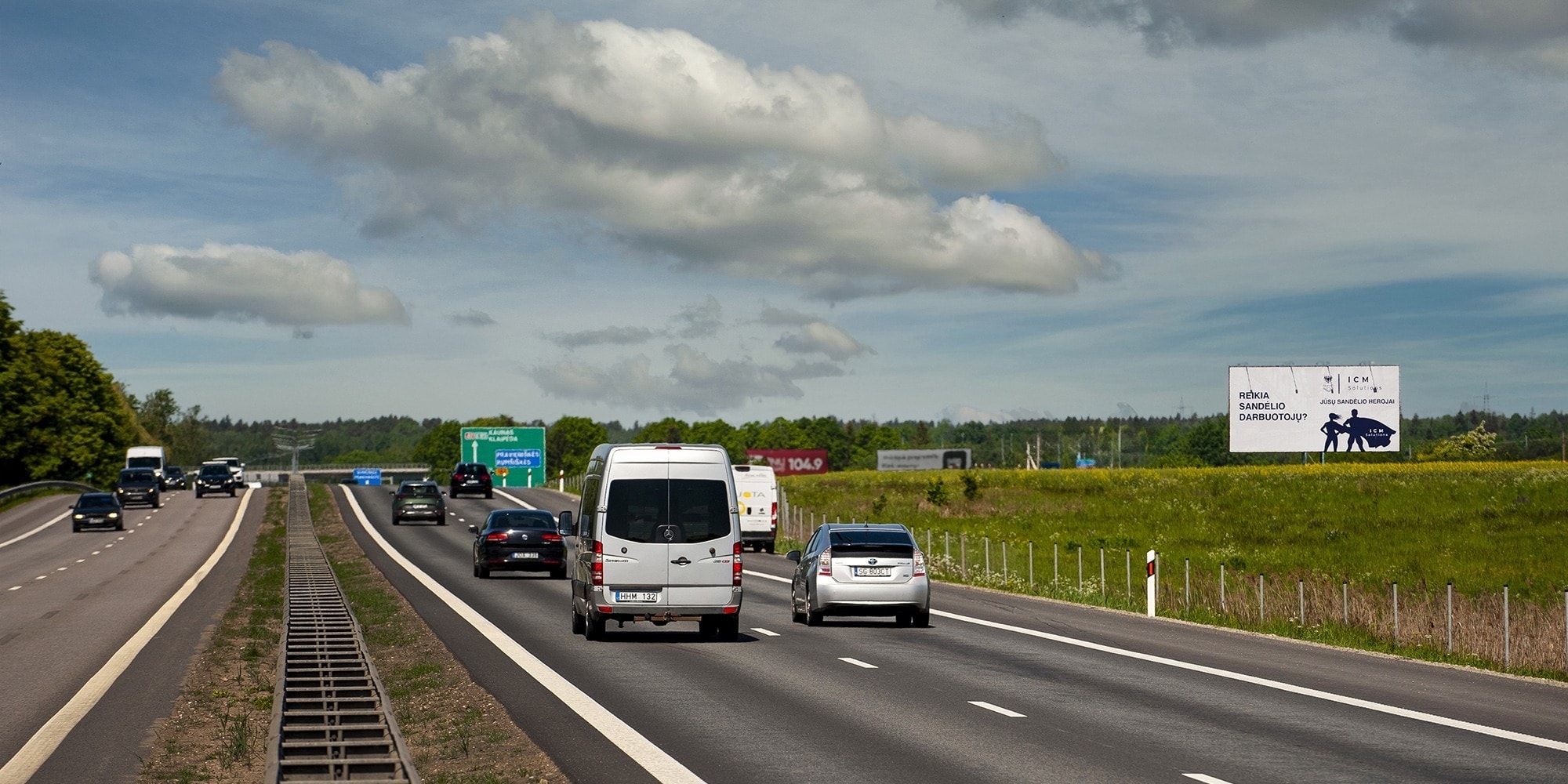 Automagistralė A1, Vilnius - Kaunas (kairėje pusėje), 78 km iki Vilniaus — Reklamos stendas Pagrindiniai keliai