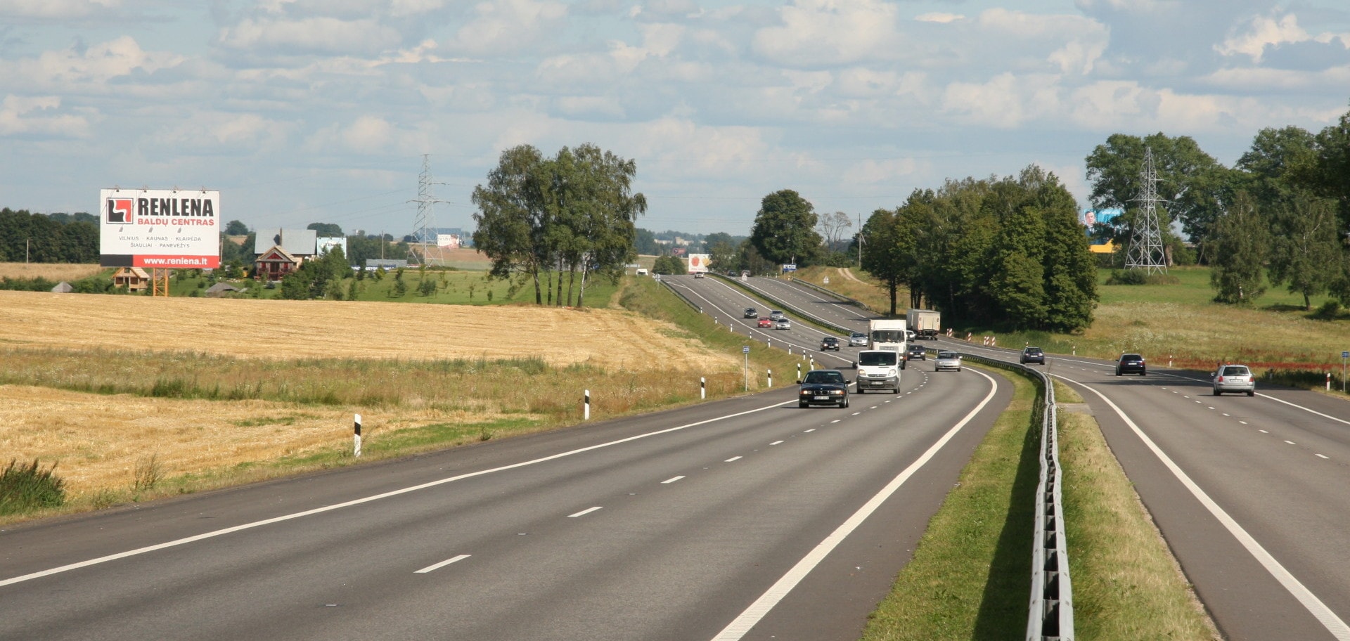 Autostrada A1, Vilnius - Kaunas (kairėje pusėje), 55 km nuo Vilniaus — Reklamos stendas Pagrindiniai keliai