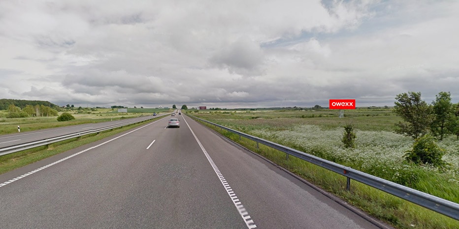 Reklamos stendas Kaunas - Vilnius, 53 km iki Vilniaus, dešinėje pusėje — Reklamos stendas Pagrindiniai keliai
