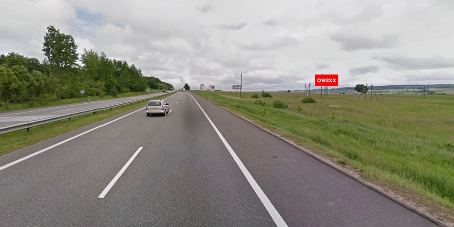 Klaipėda - Kaunas - Vilnius, 62 km iki Vilniaus (dešinėje pusėje) — Reklamos stendas Pagrindiniai keliai