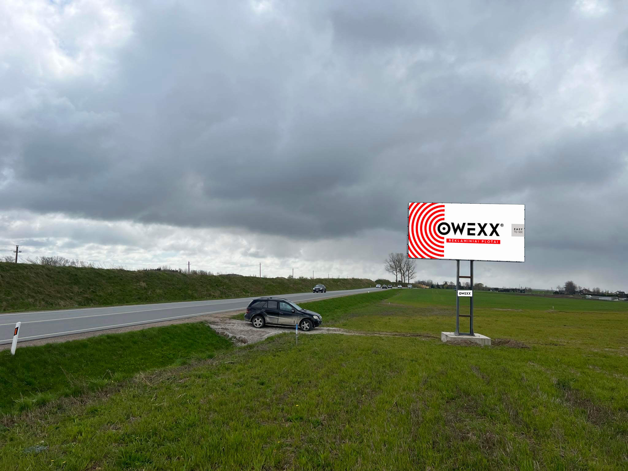 Mainostaulu Kretinga - Klaipėda, ulosajo Kretingalėsta (oikealla puolella), Kretinga — Mainosteline Kretinga