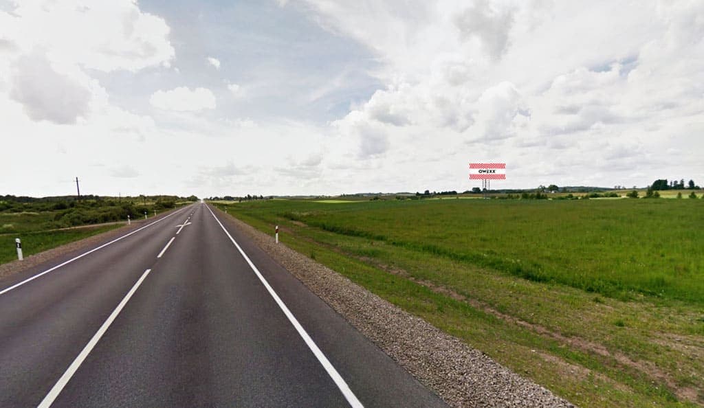 Werbestandort Pakražantė, Richtung Kryžkalnis 10 km, Šiauliai – Kryžkalnis (rechte Seite)