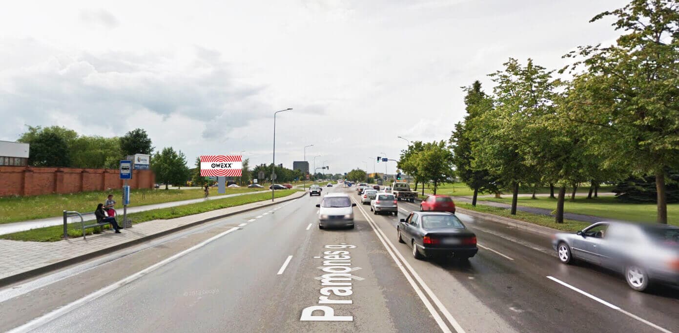 Valla publicitaria en la intersección de Pramonės g. e Išradėjų g. (desde el mercado de Pabaliai), Šiauliai