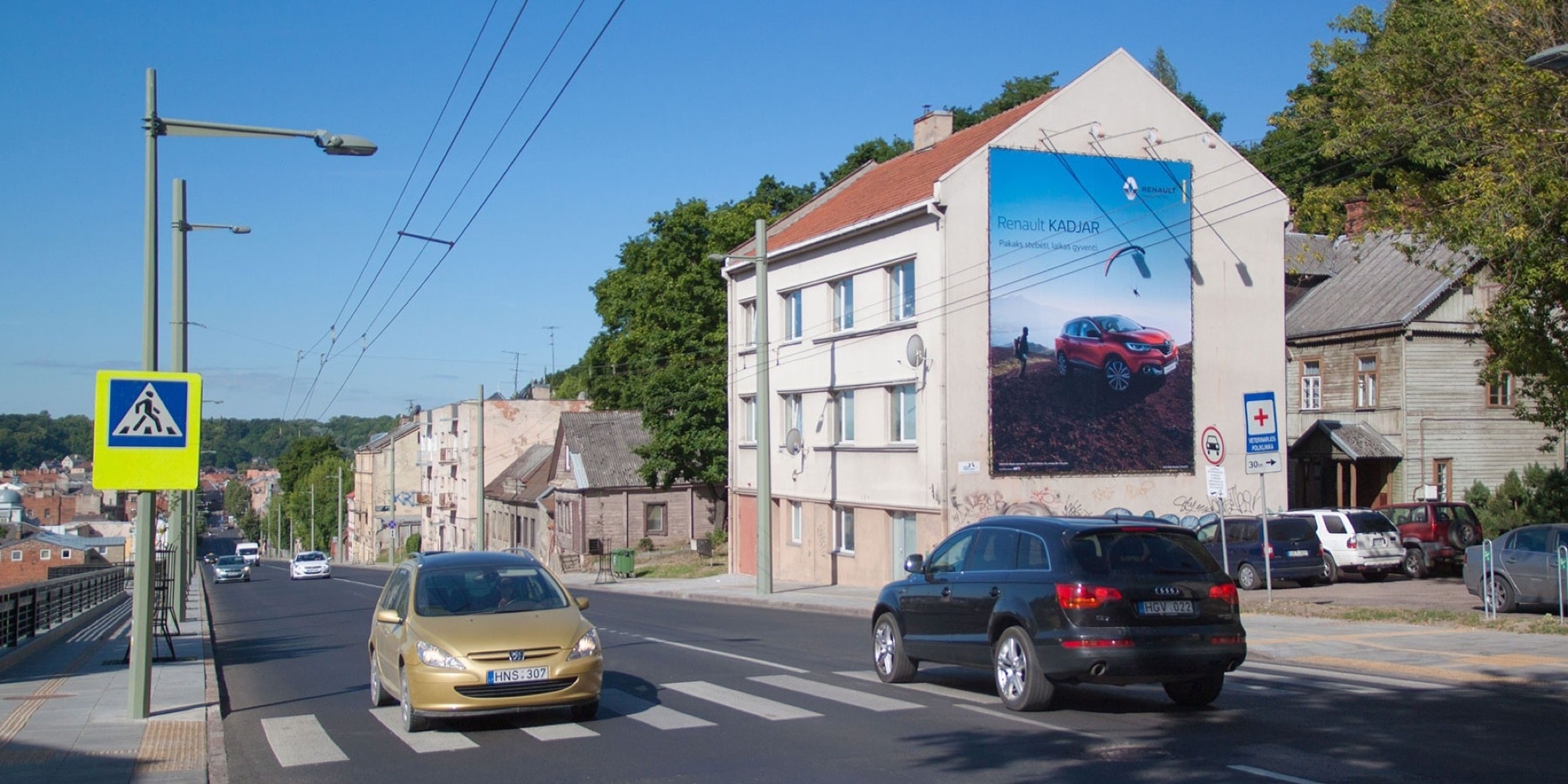 Reklamos stendas Savanorių prospektas 55A, ant pastato sienos, Kaunas — Reklamos stendas Kaunas
