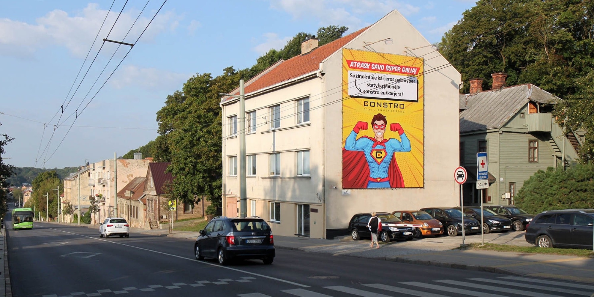 Reklamos stendas Savanorių prospektas 55A, ant pastato sienos, Kaunas — Reklamos stendas Kaunas