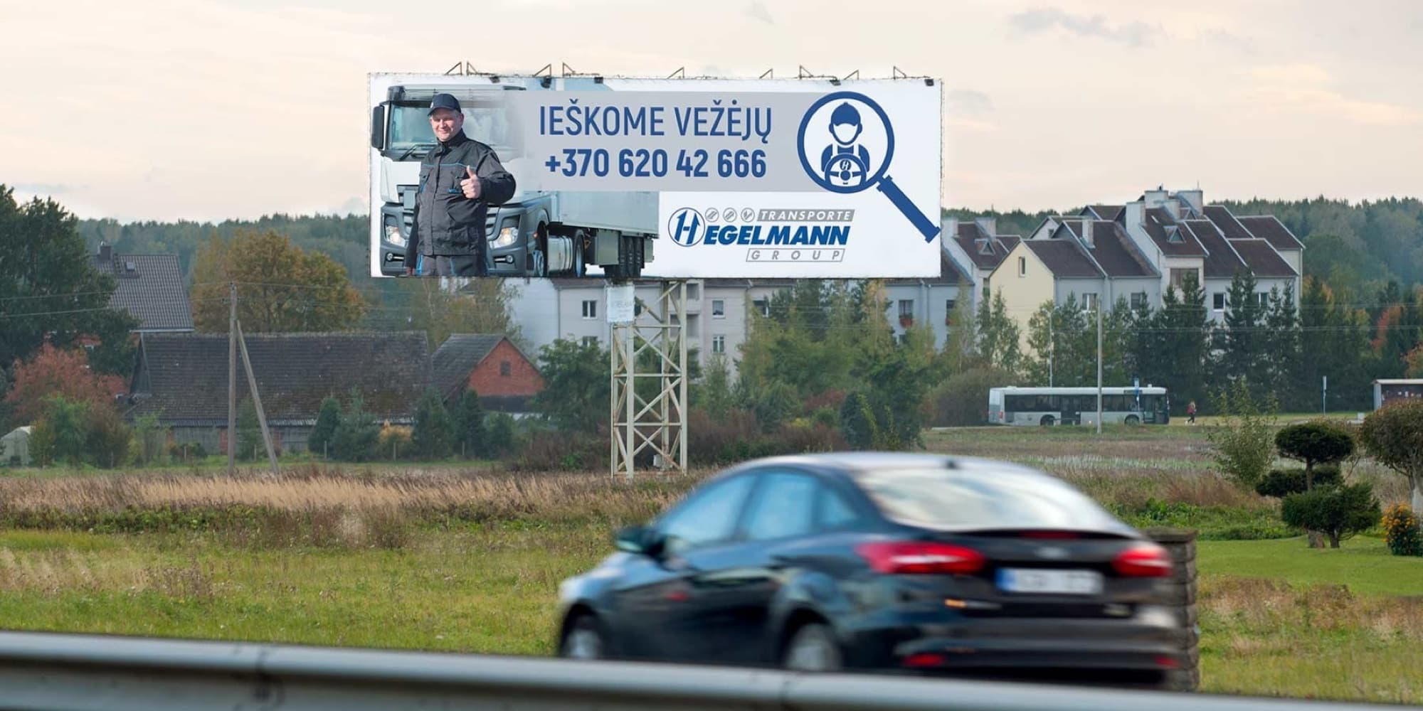 Reklamos stendas Via Baltica kelias, Kaunas - Marijampolė (kairėje pusėje), 5 km nuo Kauno