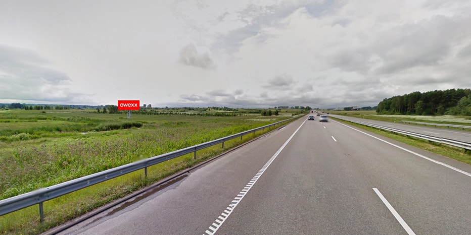 Reklāmas stends Viļņa - Kauņa, 53 km no Viļņas, kreisajā pusē — Reklāmas stends Pagrindiniai keliai