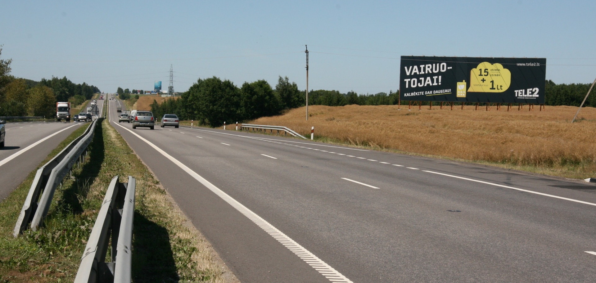 Vilnius - Kaunas, 67,1 km nuo Vilniaus (dešinėje pusėje) — Reklamos stendas Pagrindiniai keliai
