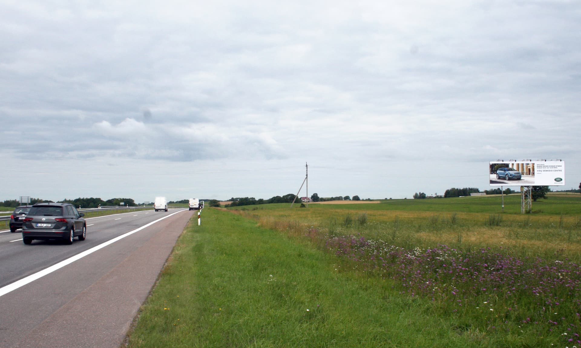 Klaipėda - Kaunas - Vilnius, 225 km do Vilne (na levi strani) — Reklamni pano Pagrindiniai keliai