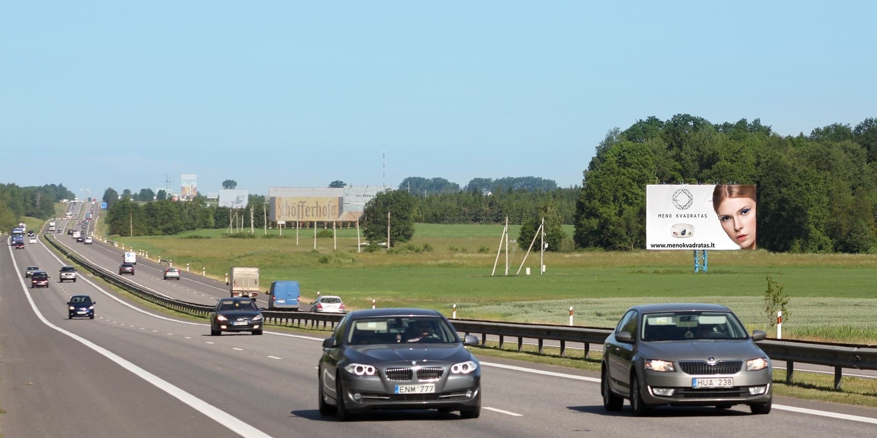 Automagistralė A1, Vilnius - Kaunas (dešinėje pusėje), 66,5 km nuo Vilniaus — Reklamos stendas Pagrindiniai keliai