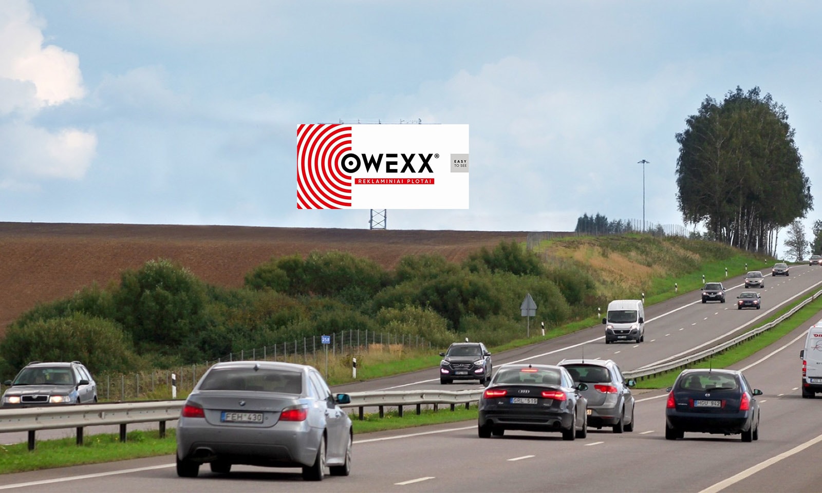 Reklamos stendas Automagistralė A1, Kaunas - Vilnius (kairėje pusėje), 52,4 km nuo Vilniaus — Reklamos stendas Pagrindiniai keliai