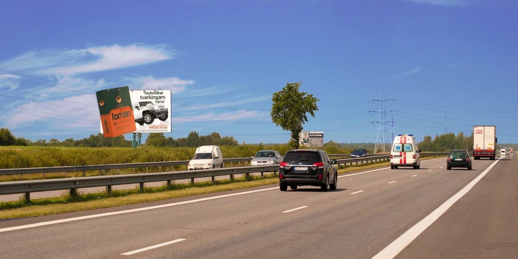 Reklamos stendas Automagistralė A1, Vilnius - Kaunas (kairėje pusėje), 76.7 km nuo Vilniaus — Reklamos stendas Pagrindiniai keliai