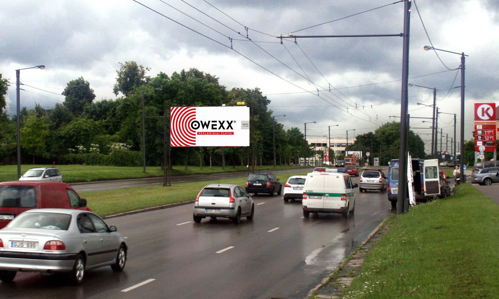 Reklamos stendas K.Baršausko g., netoli "Circle K" degalinės, Kaunas (A pusė) — Reklamos stendas Kaunas