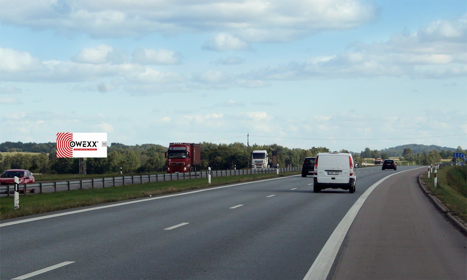 Klaipėda - Kaunas - Vilnius, 225 km do Vilne (na levi strani)
