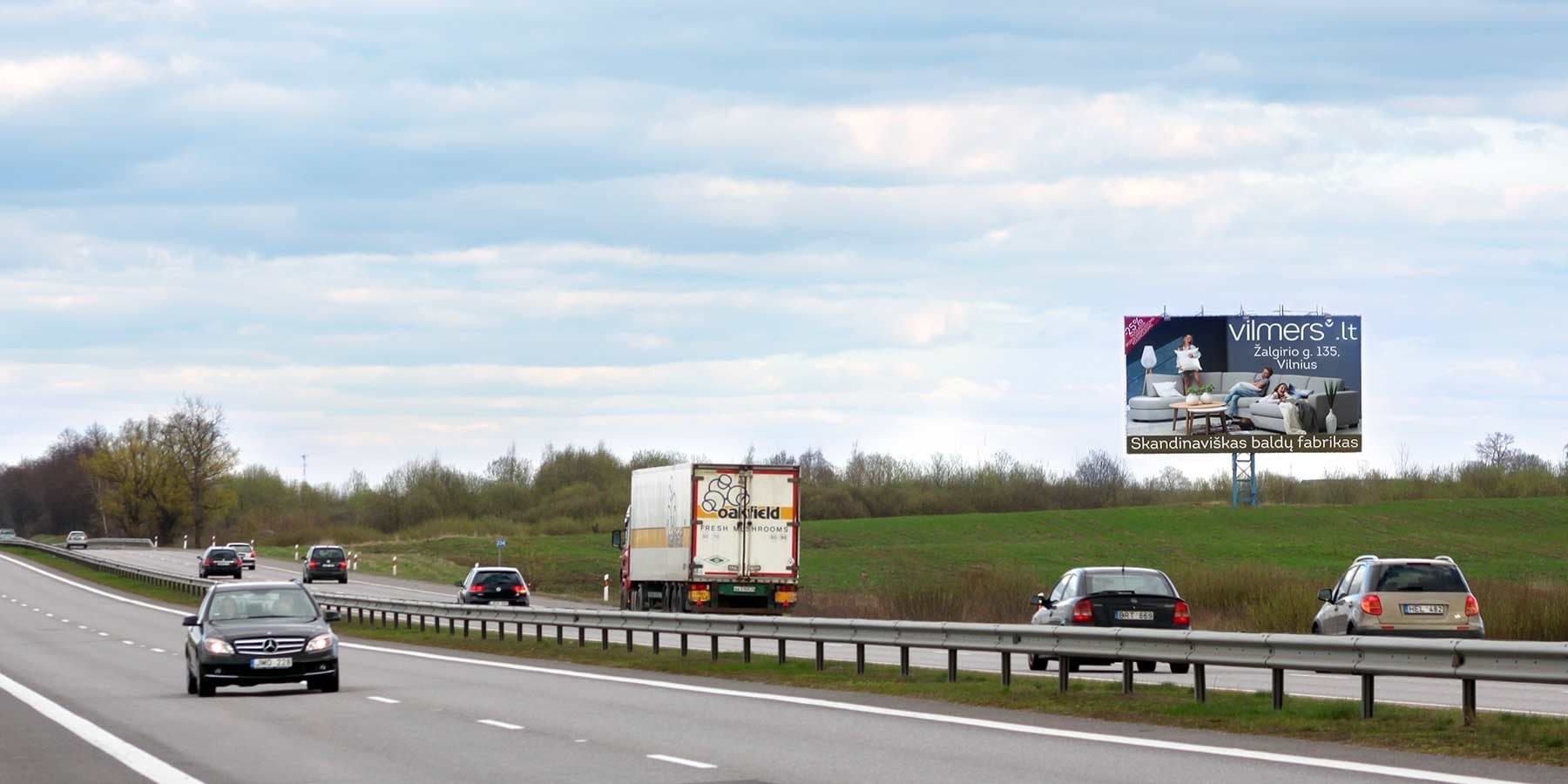Reklamos stendas Automagistralė A1, Kaunas - Vilnius (dešinėje pusėje), 76.7 km nuo Vilniaus — Reklamos stendas Pagrindiniai keliai