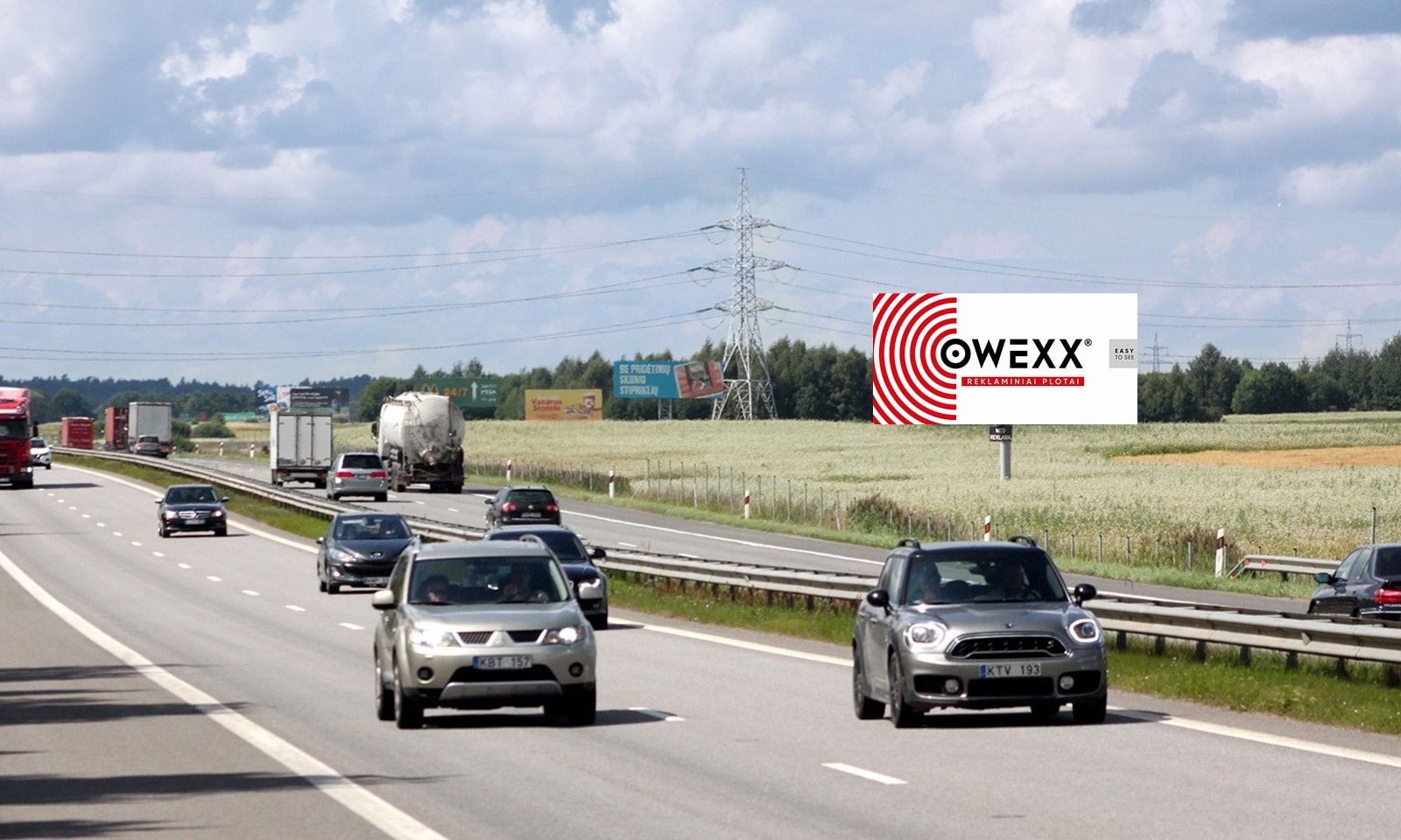 Reklamos stendas Automagistralė A1, Vilnius - Kaunas (dešinėje pusėje), 76 km nuo Vilniaus — Reklamos stendas Pagrindiniai keliai