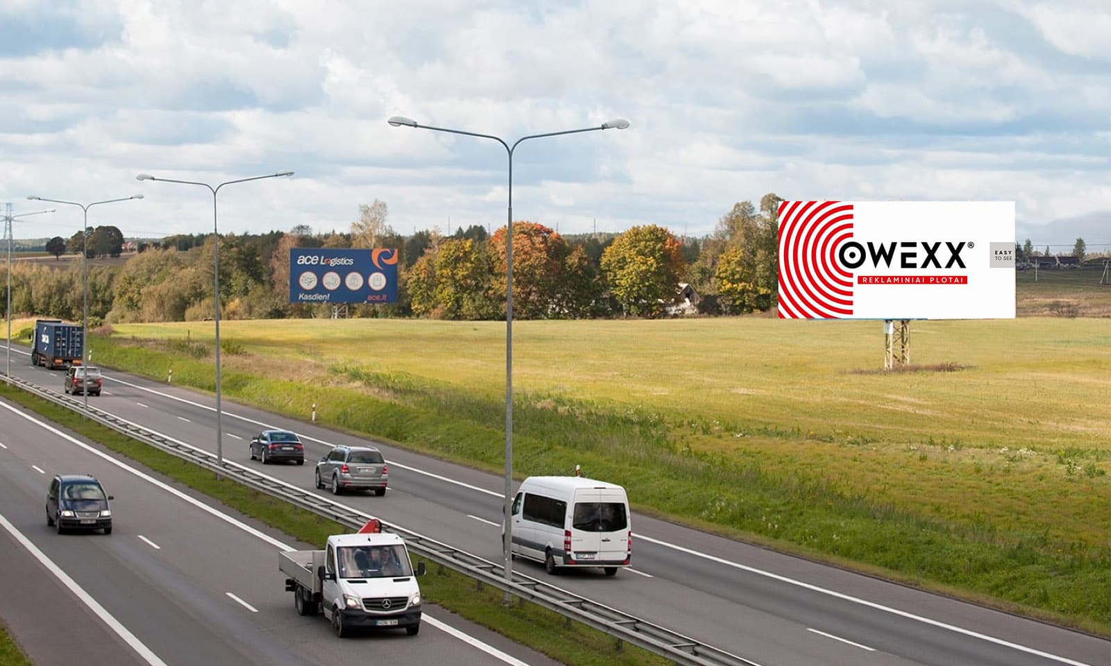 Reklamos stendas Autostrada A1, Vilnius - Kaunas (dešinėje pusėje), 50 km nuo Vilniaus