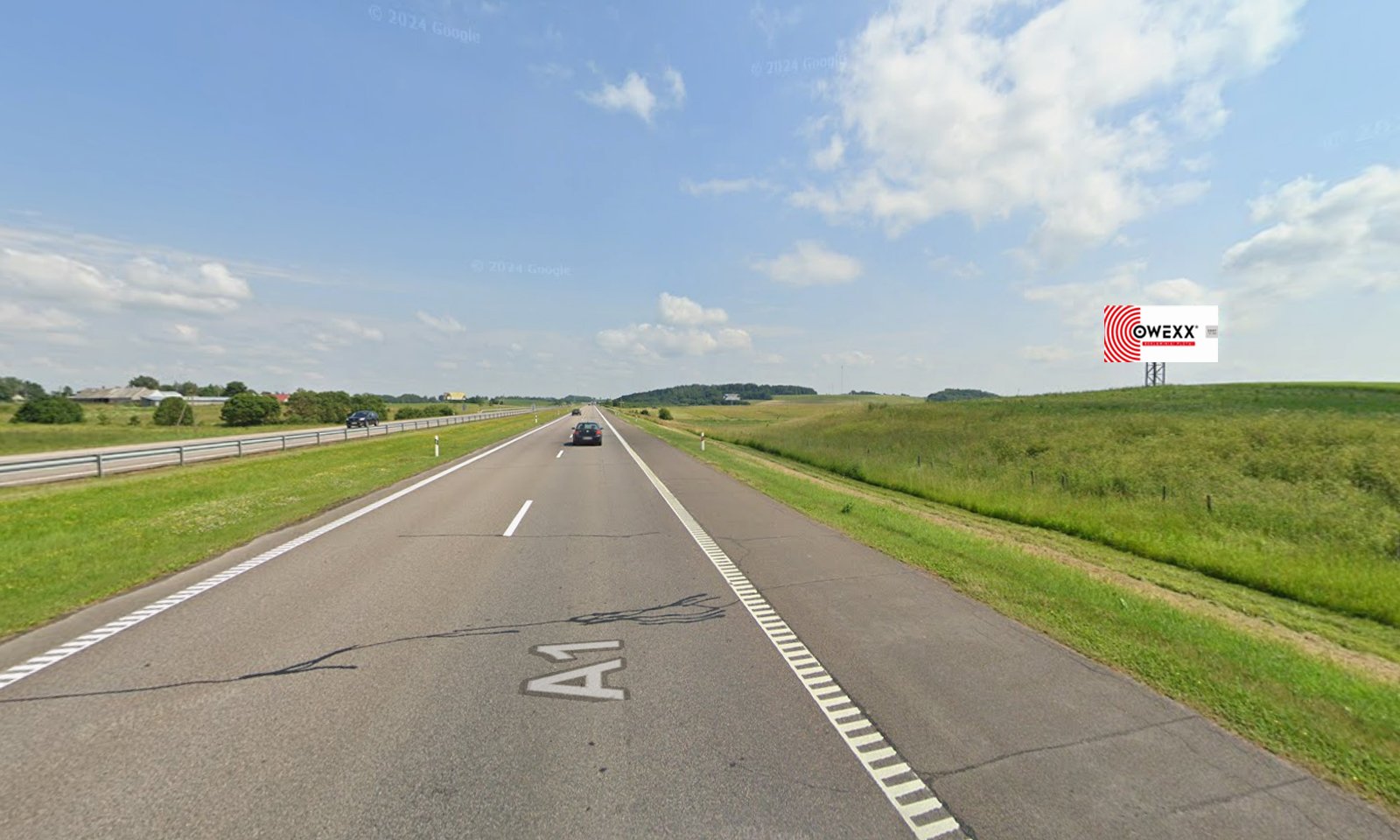 Reklamos stendas, Kaunas–Klaipėda 207km (D pusė) — Reklamos stendas Pagrindiniai keliai