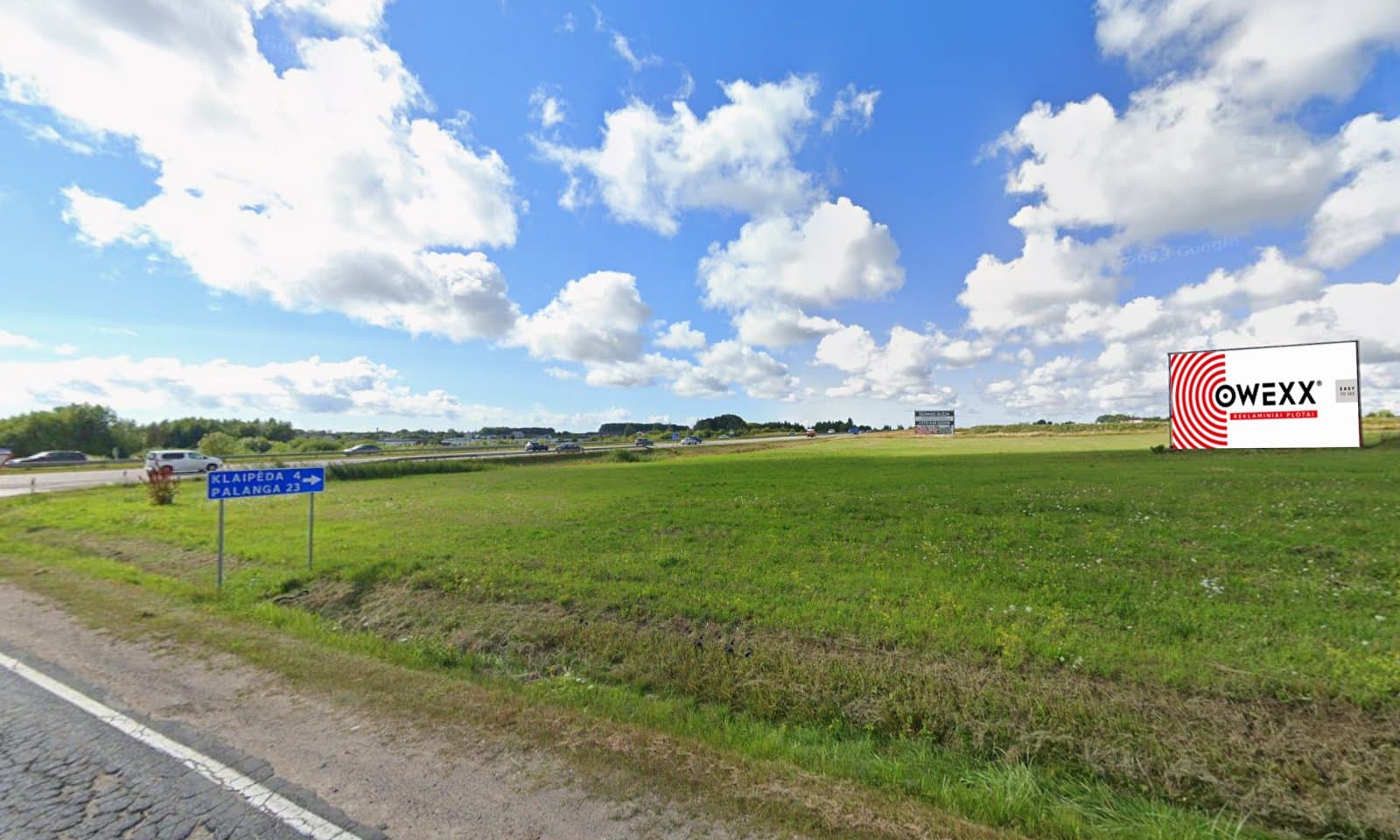 Reklamný pútač Klaipėda – Palanga (5 km), OC Ermitažas (strana A)