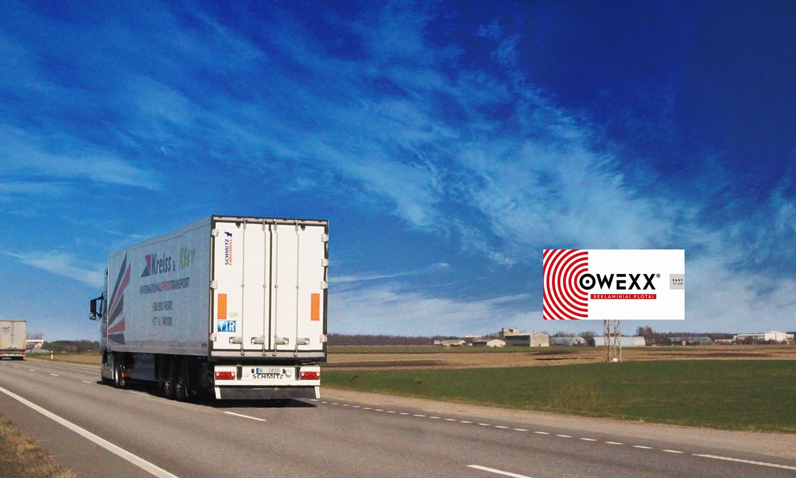 Reklamos stendas Via Baltica kelias, Marijampolė - Kaunas (dešinėje pusėje), 3 km nuo Kauno