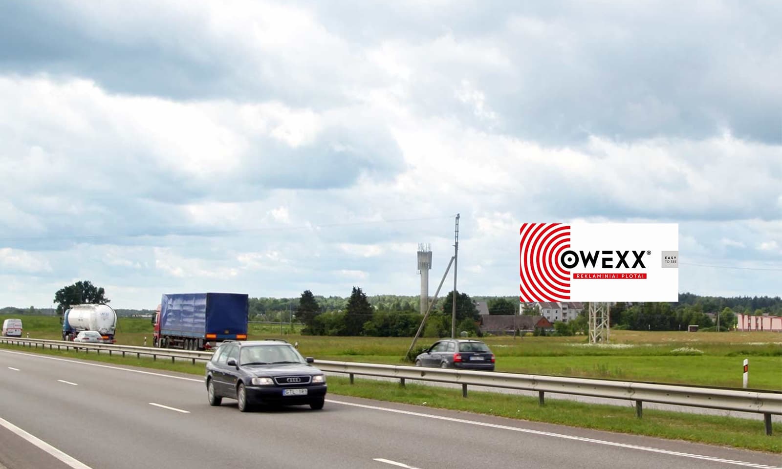 Reklamos stendas Via Baltica kelias, Kaunas - Marijampolė (dešinėje pusėje), 5 km nuo Kauno