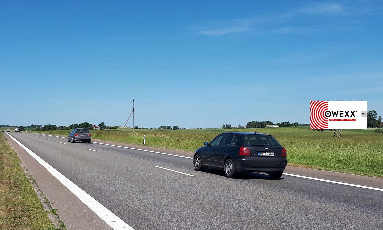 Reklamos stendas Vilnius - Kaunas - Klaipėda, 225 km nuo Vilniaus (dešinėje pusėje) — Reklamos stendas Pagrindiniai keliai