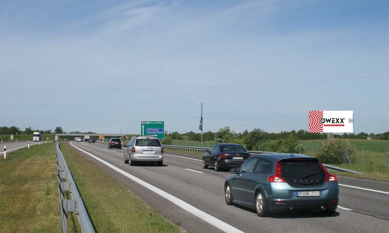 Reklamos stendas Vilnius - Kaunas - Klaipėda, 25 km iki Klaipėdos (dešinėje pusėje)
