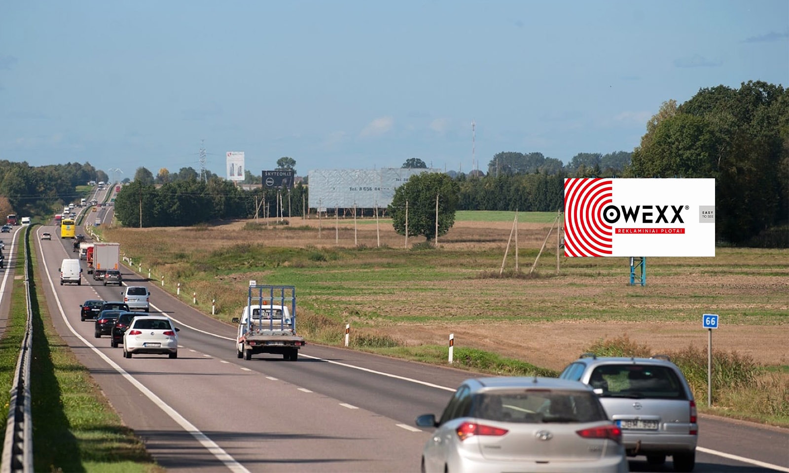 Automagistralė A1, Vilnius - Kaunas (dešinėje pusėje), 66,5 km nuo Vilniaus — Reklamos stendas Pagrindiniai keliai