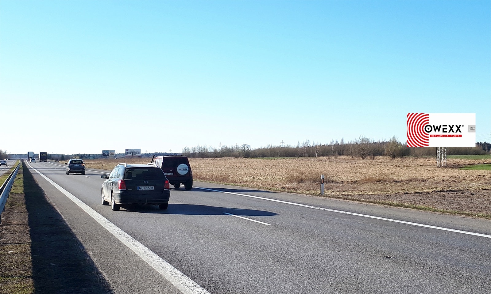 Reklamos stendas Vilnius - Kaunas - Klaipėda, 78,0 km nuo Vilniaus (dešinėje pusėje) — Reklamos stendas Pagrindiniai keliai