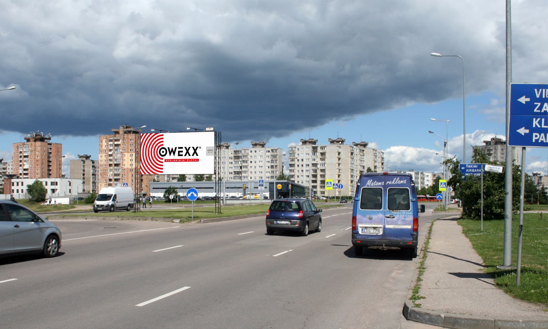 Reklamos stendas Baltų pr. ir Žemaičių pl. sankryža, Kaunas (A pusė)