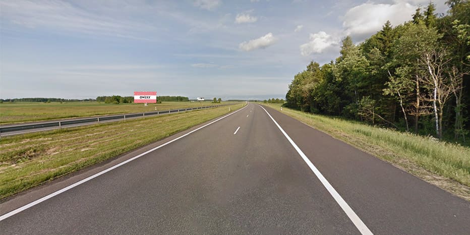 Reklamos stendas A1, Klaipėda – Kaunas – Vilnius, 160 km iki Vilniaus (kairėje pusėje) — Mainosteline Pagrindiniai keliai