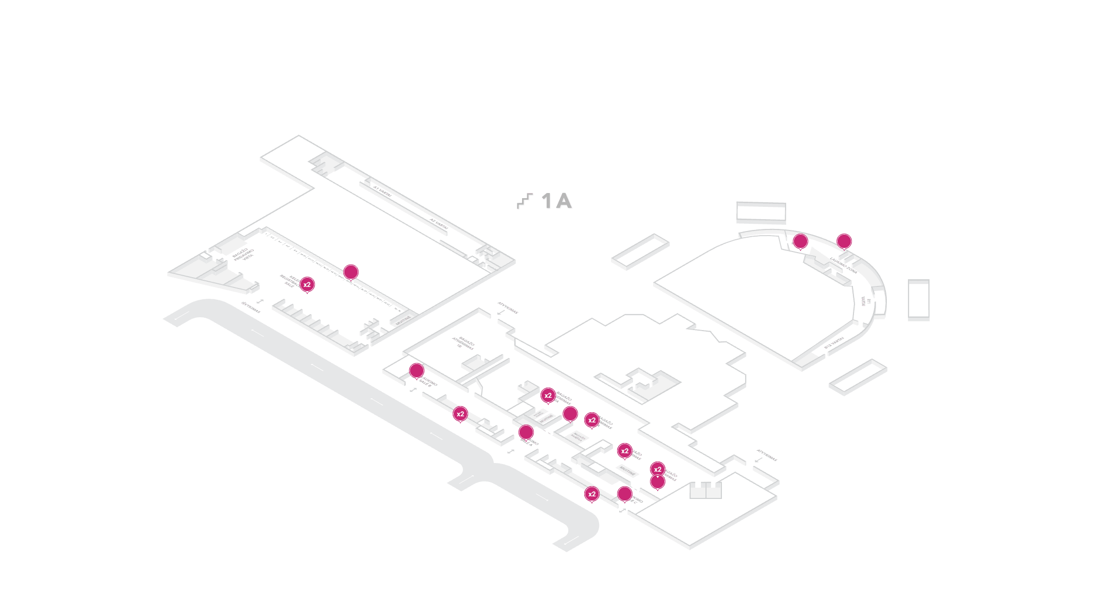 Vilniaus oro uostas — ekranų išdėstymo planas